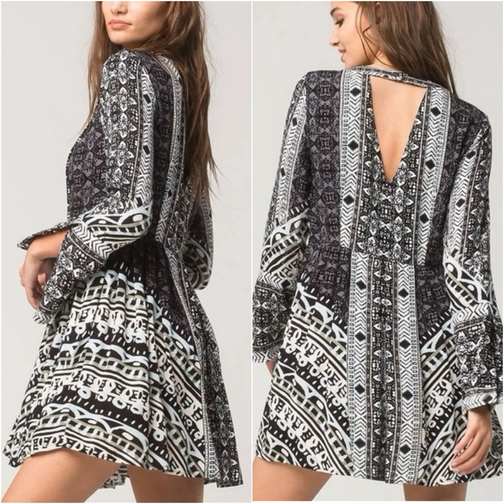 EUC Free People Tegan Border Printed Mini Dress